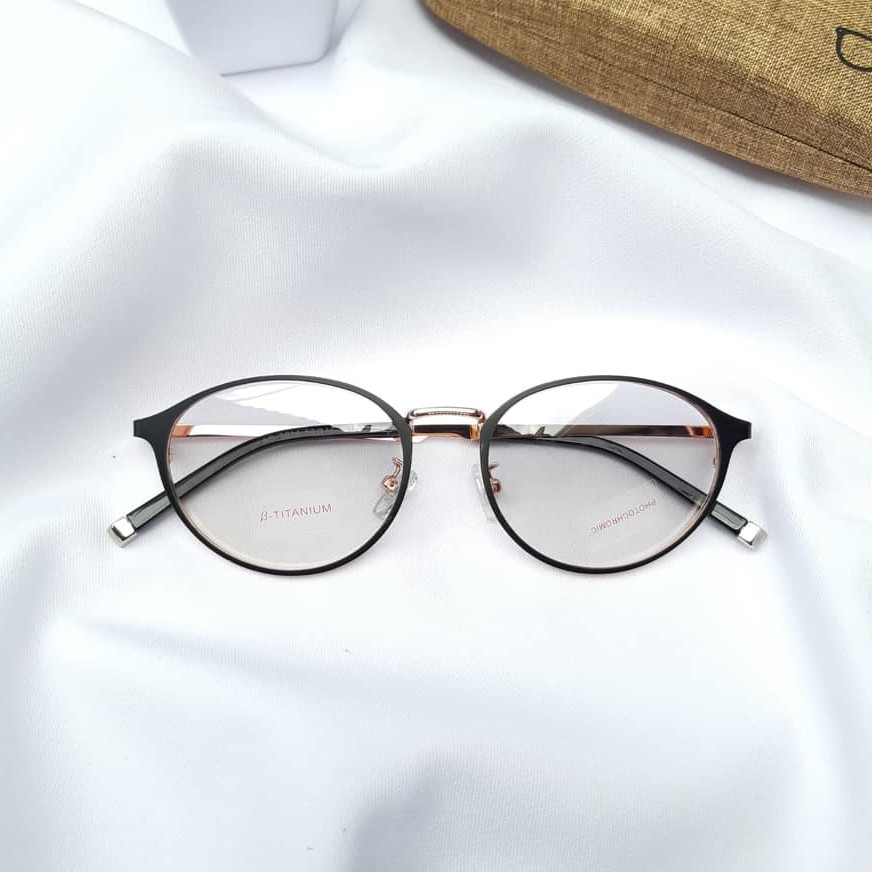 kacamata frame wanita dan pria 9614 size 50-16-134 lensa sudah photocromic normal