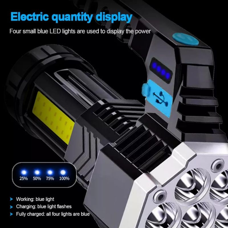 Lampu Senter LED Super Flashlight 7 LED Super Terang USB Rechargeable Bisa Untuk Lampu Sepeda