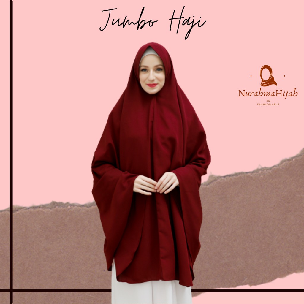 khimar super JUMBO HAJI Wolfis premium Hijab Syari 136cm Ped Anthem GRATIS CADAR