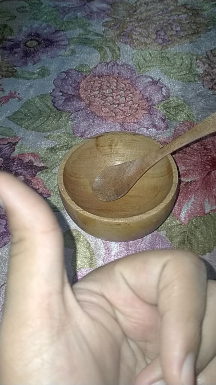 Set Mangkok Masker Kayu + Sendok Estetic (wooden Bowl)