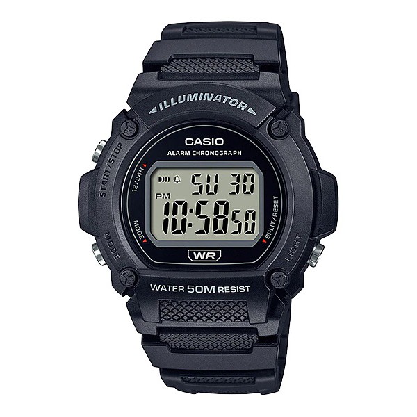 Casio Original W219H-1A / W-219H-8B 2A 2A2 4A 8B Jam Tangan Pria Digital Karet Hitam