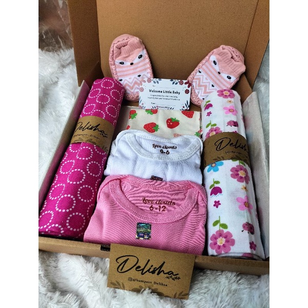 Hampers Bayi New Born Baby Boy/Girl Kado Bayi Lahir, Baju Bayi, Bedong, Gift Box Baby-Jumper C Girl