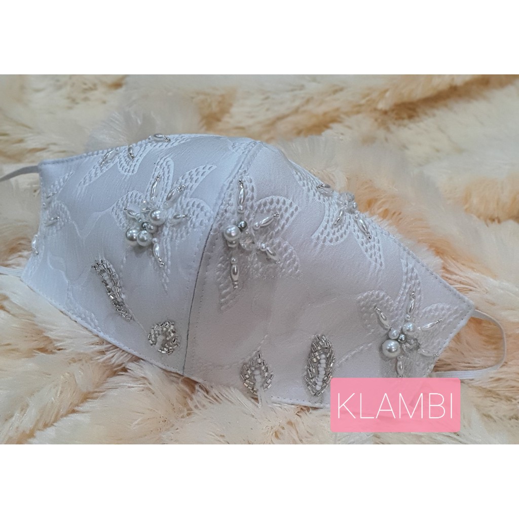 WHITE OVER WHITE COUTURE FASHION MASK- 3PLY- LIMITED ONLY