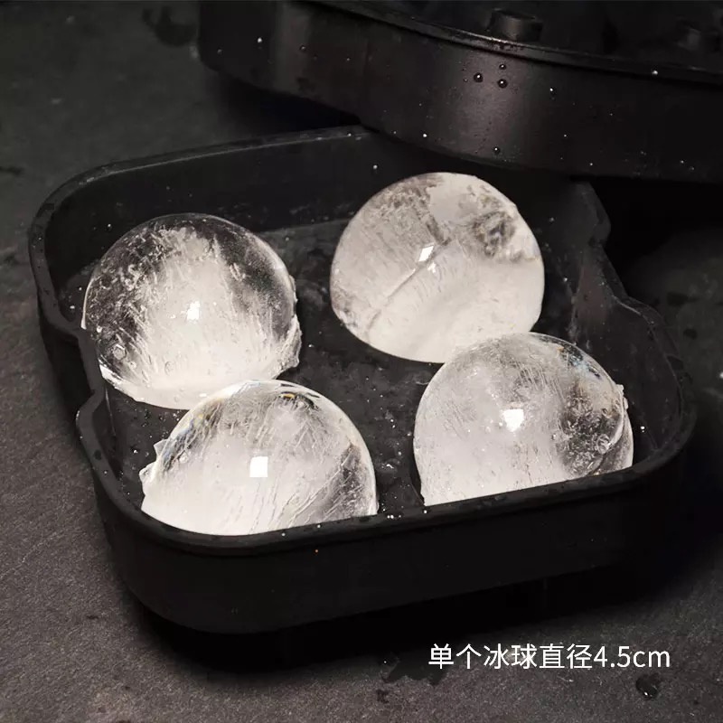 Cetakan Es Batu Model Bulat Bola Ice Maker Silicone Karet Hitam Bundar