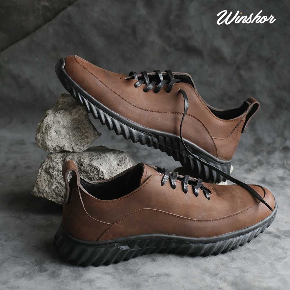 Sepatu Sneakers Casual Kulit - Winshor - Eliot - CH Brown