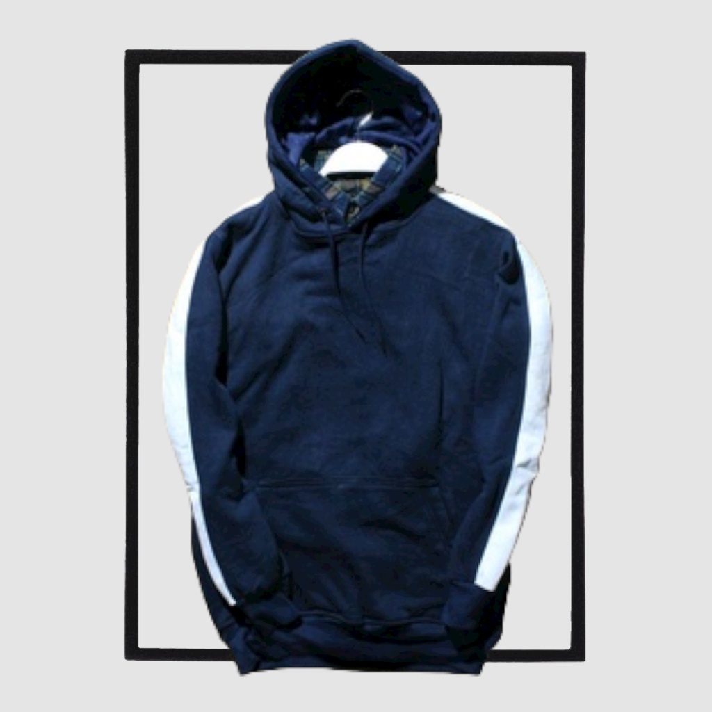 SWEATER_ID Hoodie Jumper Navy List Putih Polos Unisex