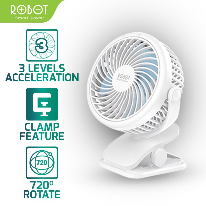USB MINI FAN PORTABLE ROBOT RT-BF10 Cleanable 720 Rotating ORIGINAL garansi resmi 1 tahun