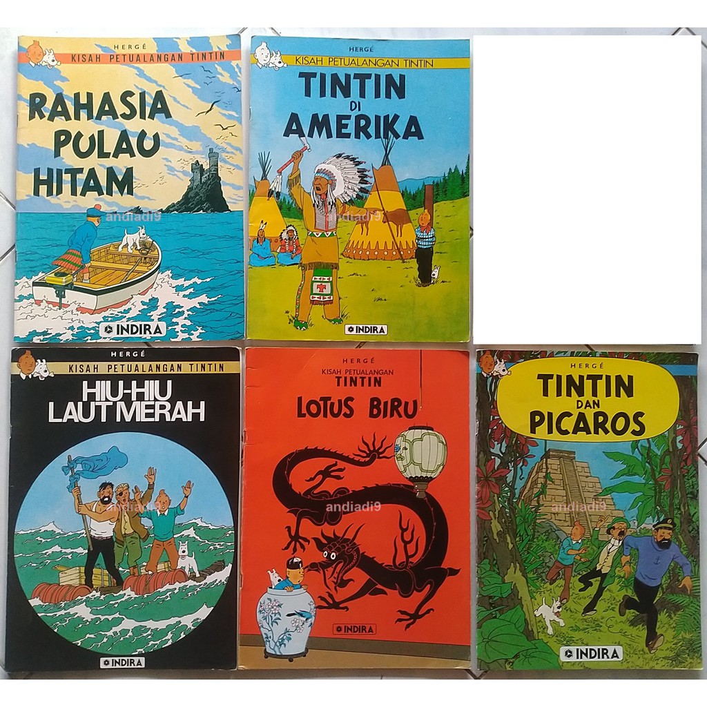 Jual Komik Tintin Indira Lotus Biru Picaros Pulau Hitam Hiu Laut Merah