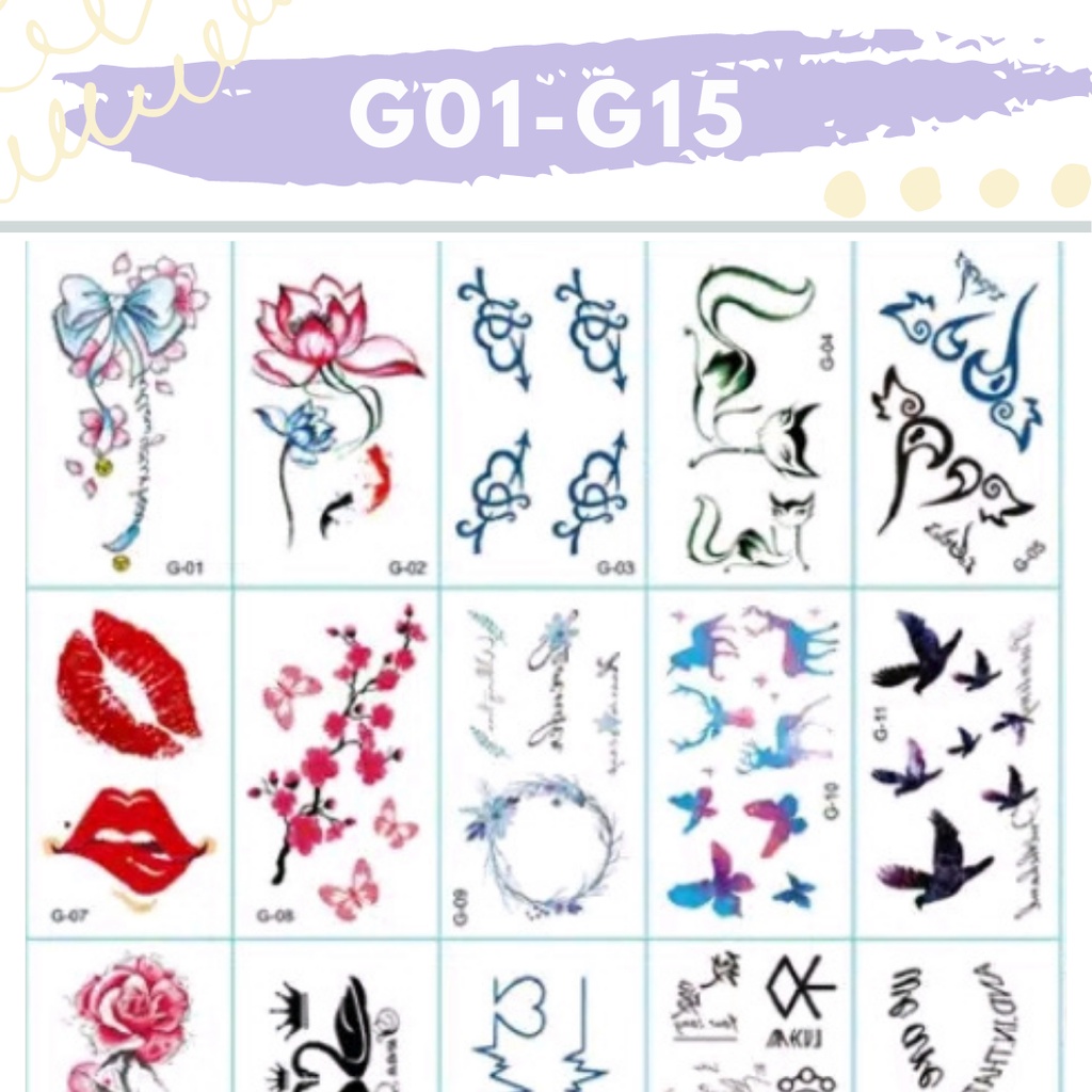 Stiker Tattoo kode G01-G15 | Tato Temporer | Waterproof | FairyTale