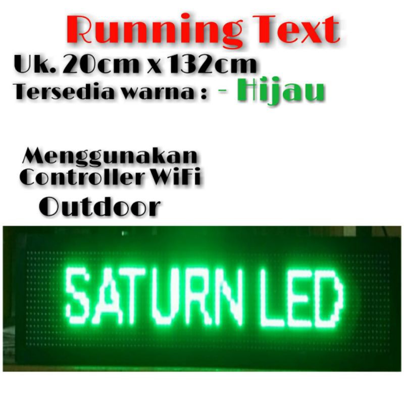 Running Text P10 Green Outdoor 20cm x 132cm