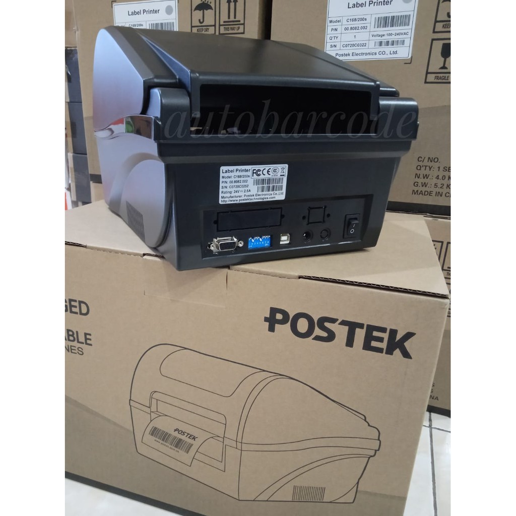 Printer Barcode Thermal Label Postek C168 / C-168 / C 168 Ukuran 110MM A6 Koneksi USB Transfer / Direct Resi Label Harga Semicoated Ribbon Wax Resin Yupo