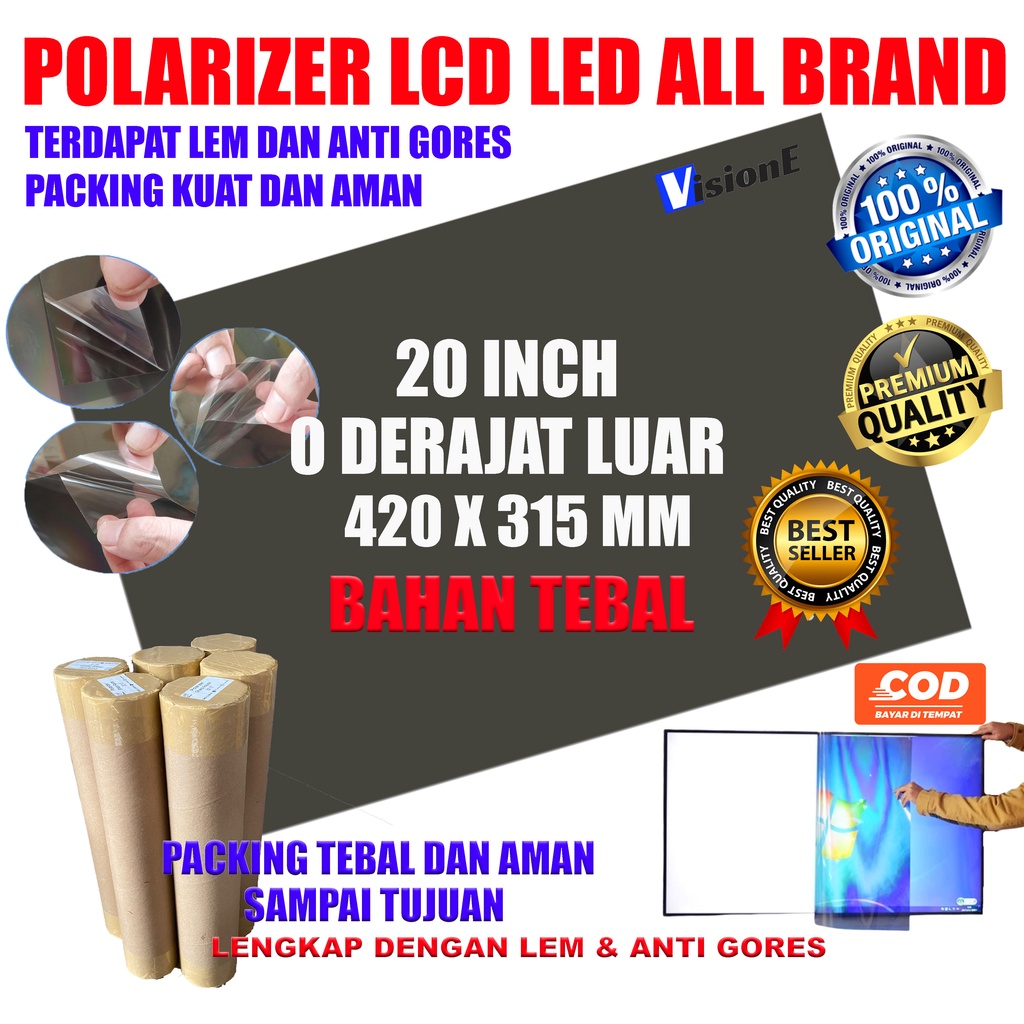 Plastik Polarizer LCD 20 Inch 0 Derajad Polariser 20 Inchi Polaris 20Inch 0 Derajad