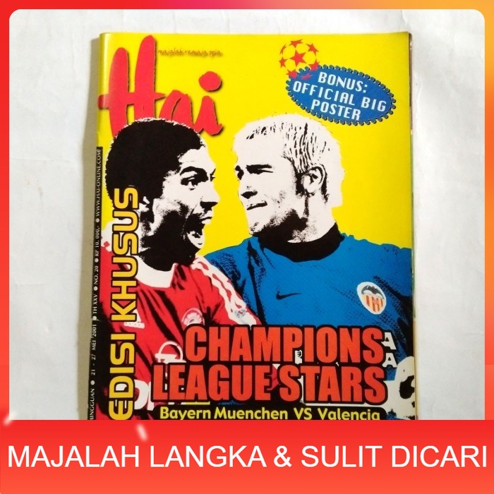 Majalah HAI Edisi Khusus No.20 Mei 2001 Cover CHAMPIONS LEAGUE STARS Langka