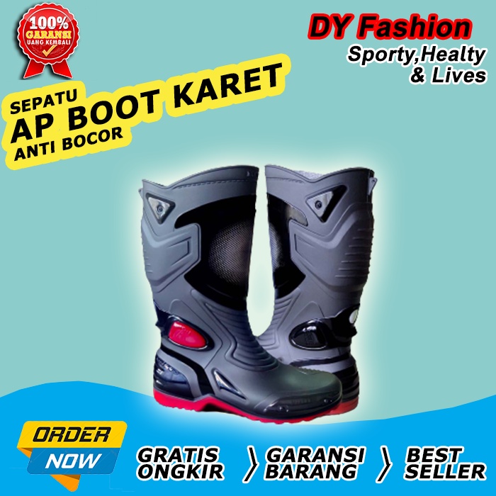Sepatu ap boots Karet Pria safety boot ap MN239 moto 3 anti air laki laki dewasa motor cross hujan