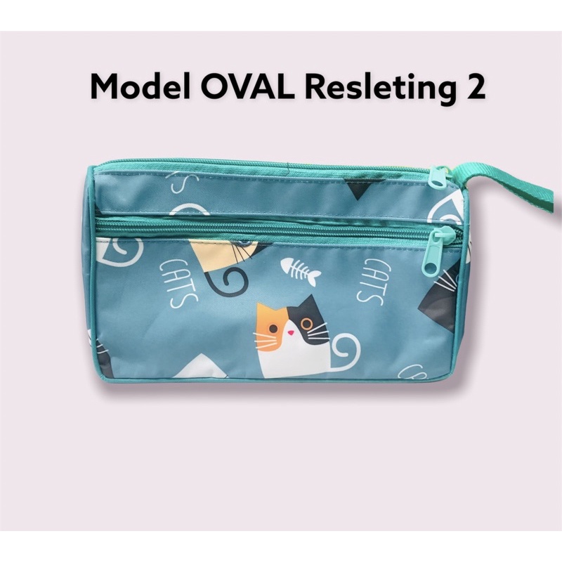 TAS POUCH KOSMETIK MAKE UP SERBAGUNA TEMPAT PENSIL MULTIFUNGSI RESLETING 2 OVAL