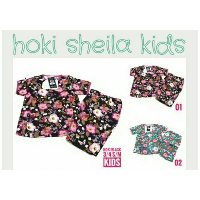 Hoki &amp; Sheila baju tidur/ piyama katun anak celana ¾