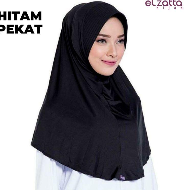 Bagus Banget.. BERGO ELZATTA KERUDUNG HIJAB JILBAB KRUDUNG BERGO INSTAN  LANGSUNG HITAM PUTIH POLOS 