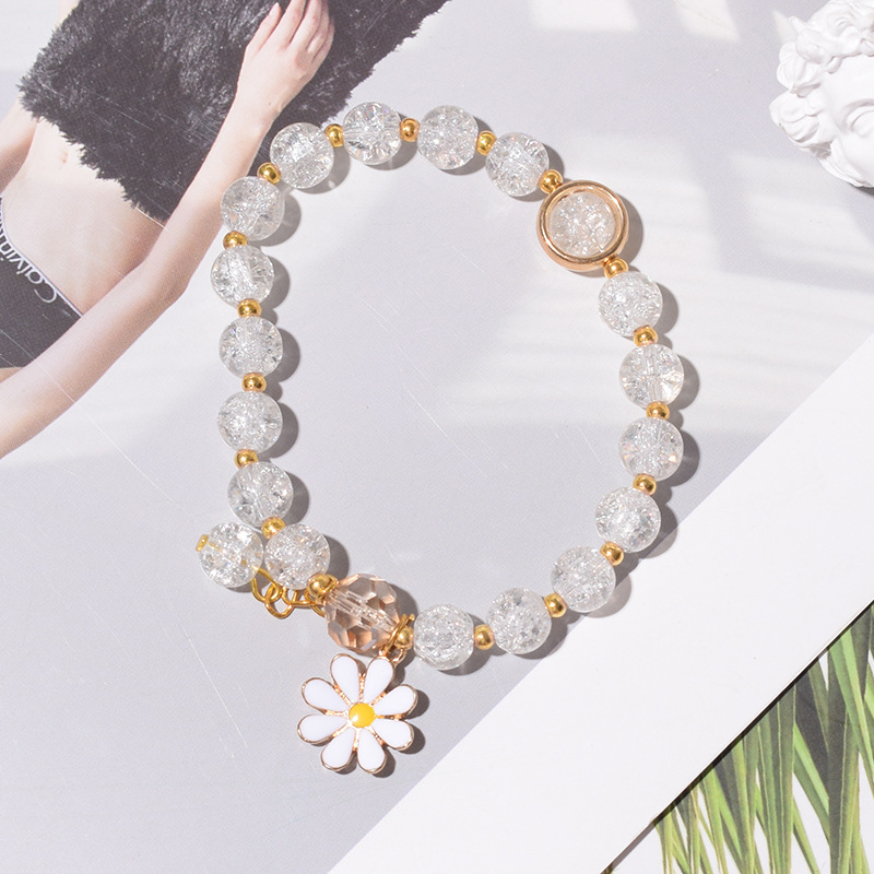 Korean Crystal Daisy Flower Tassel Bracelet Women Girl Bracelets Jewelry Accessories