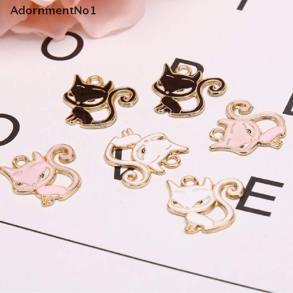 (AdornmentNo1) 10pcs / Set Liontin Bentuk Kucing Bahan Alloy Untuk Kerajinan Tangan DIY