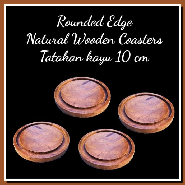 Edge Natural wooden coasters 10 cm Tatakan kayu alami model garis tepi