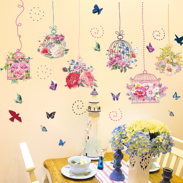 Reliza Wall Sticker Sangkar Burung Bird Cages Hanging Stiker Dinding LDR8332