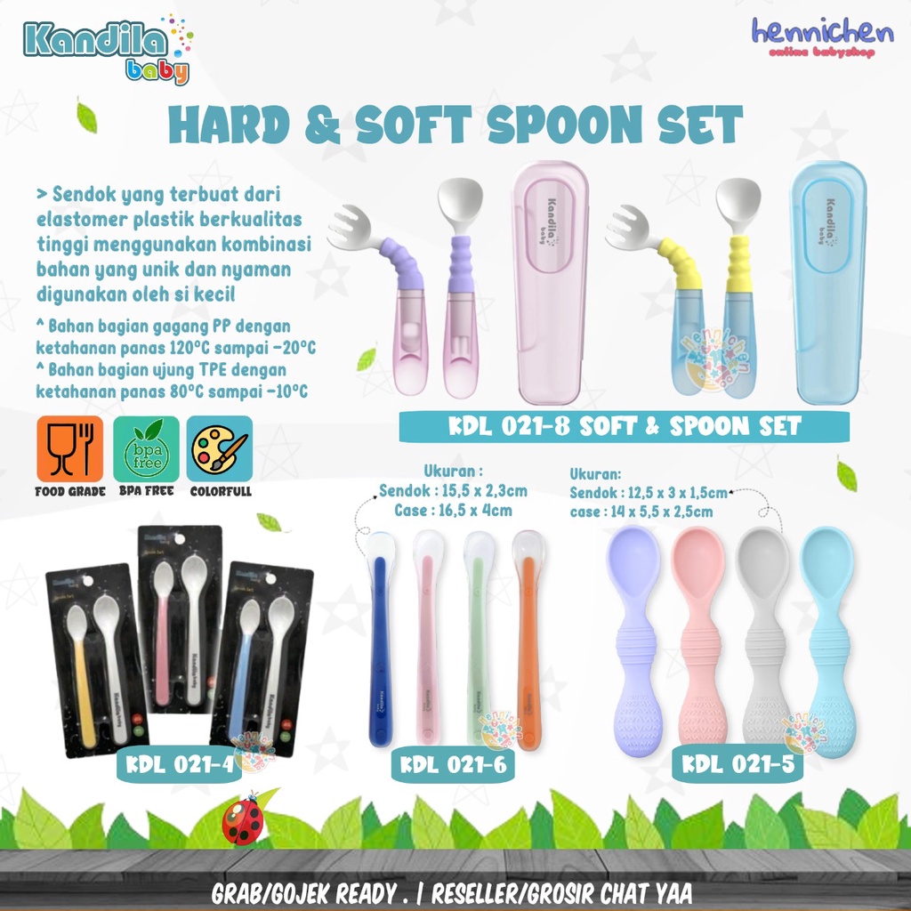 KANDILA BABY HARD &amp; SOFT SPOON SET SENDOK MAKAN BAYI SET PERALATAN MAKAN BAYI KDL021-4 KDL021-5 KDL021-6 KDL021-8