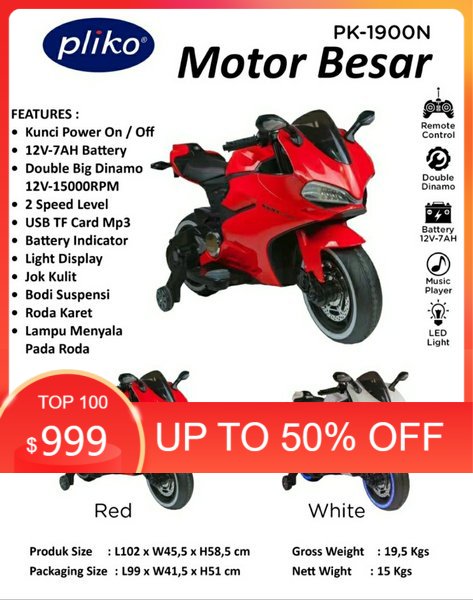 Motor aki anak Pliko PK 1900 ducati