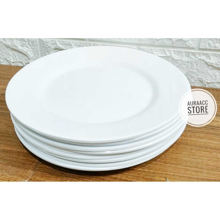 PROMO 6pcs piring melamin ceper polos / ukuran; 10inc/ diameter 25cm/ warna putih/ termurah
