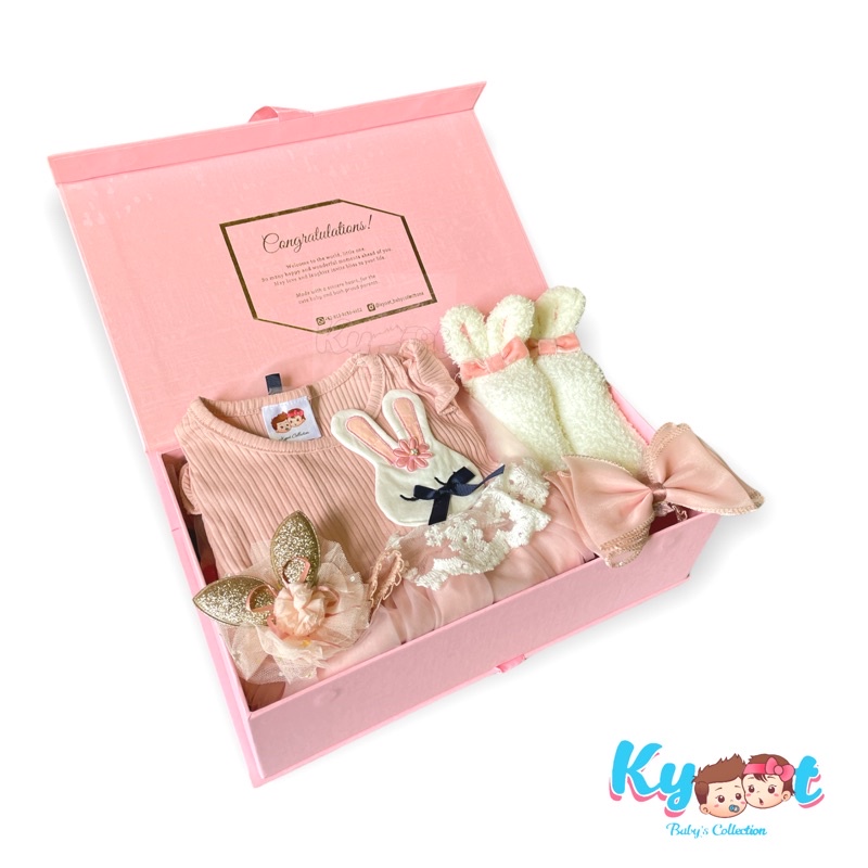 Kyoot Baby's Collection-Set Flaminggo Limited Edition  Hampers Baby-Box pink dress Bunny