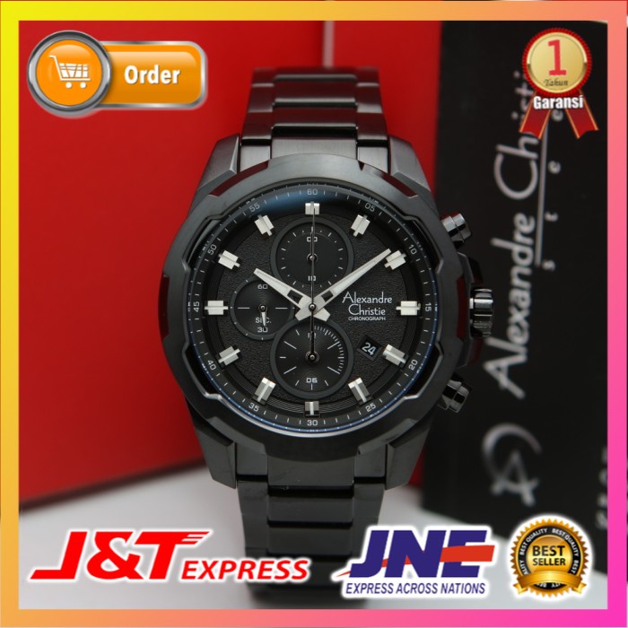 JAM TANGAN ALEXANDRE CHRISTIE ALEXANDER CHRISTIE PRIA COWOK ORIGINAL ORI BRANDED AC 6523 FULL BLACK