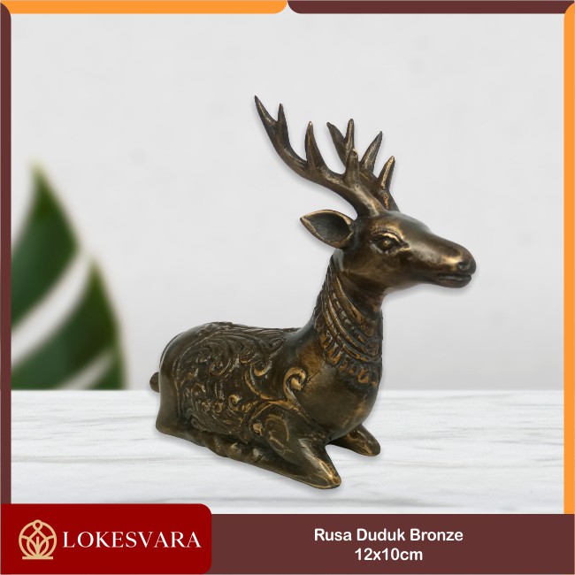 Rupang Patung Arca Rusa Duduk Perunggu Bronze 12x10cm