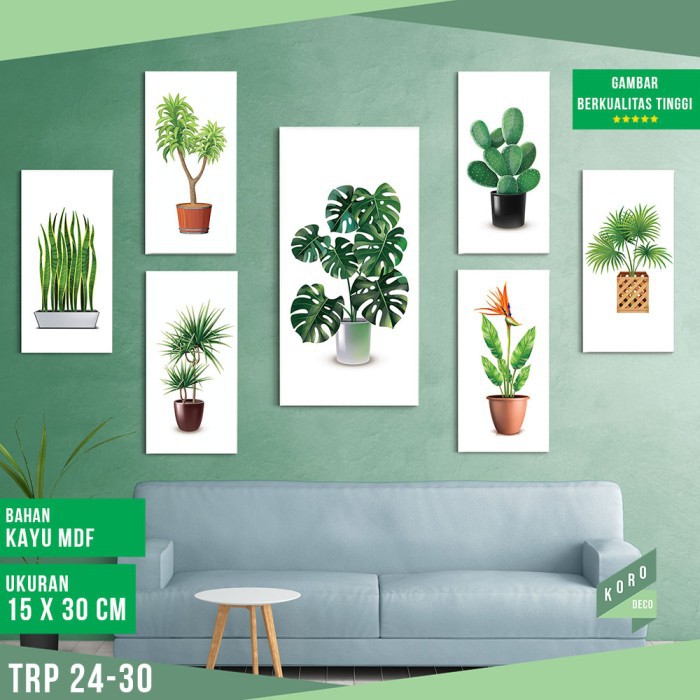 PAJANGAN HIASAN DINDING GAMBAR TANAMAN TOPICAL WALL DECOR POSTER KAYU