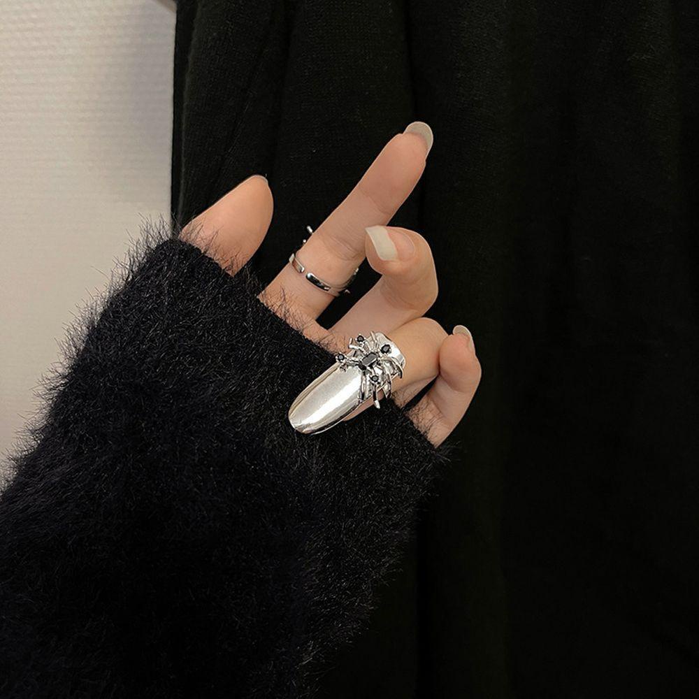 Mxbeauty Cincin Model Terbuka Adjustable Desain Laba-Laba Gaya Punk Gothic Untuk Wanita