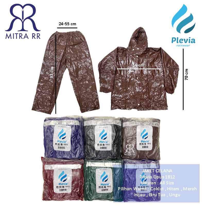 Jas Hujan Jaket Celana Stelan Plevia Opus 1812 Karet Rubber XL