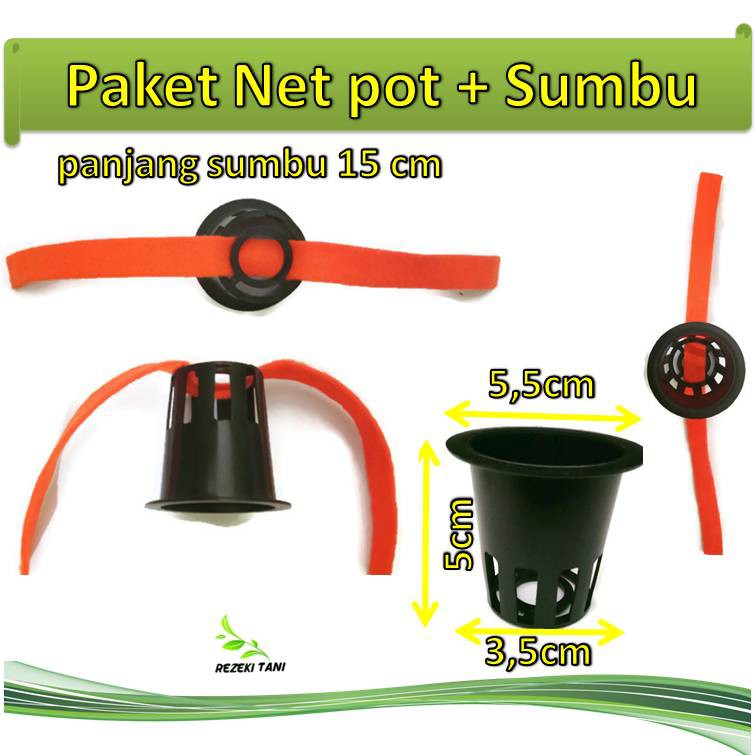 Paket hidroponik  netpot net  pot  dan sumbu hidroponik  