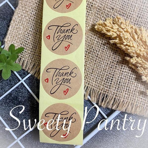 60x Round Kraft Paper Thank You Sticker Seal Label Gift Packaging Tags Decor 