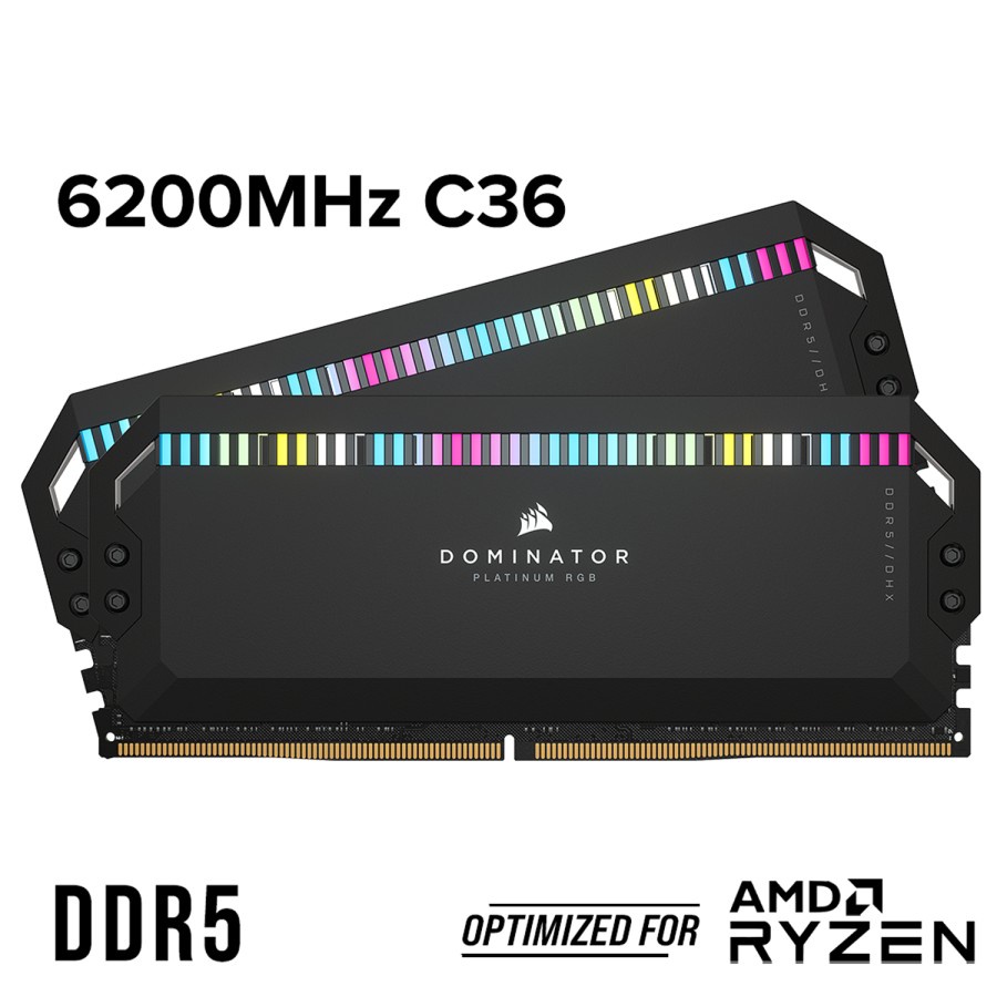 CORSAIR DOMINATOR PLATINUM RGB 32GB 2x16GB DDR5 6200MHz C36 Memory Kit