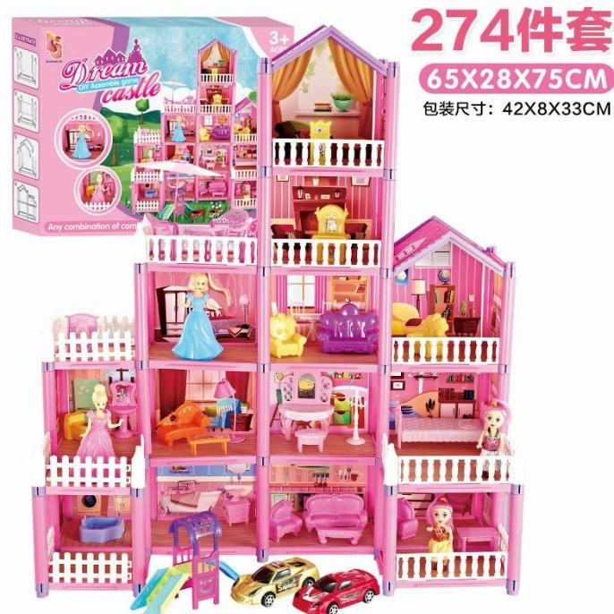 Mainan Anak Rumah Barbie Dream Castle Lengkap dengan Boneka Princess