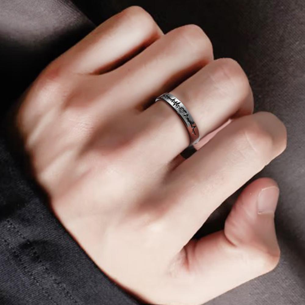 Cincin Pasangan LILY Fashion Pernikahan Gaya Korea Warna Hitam Perak