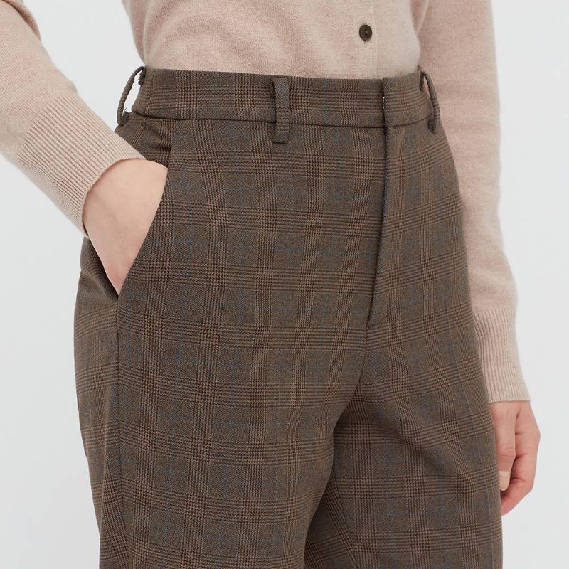 Uniqlo Ezy Ankle Pants Resleting Motif Printed Tartan Kotak Stripe S M L XL Celana Kerja (Preloved)
