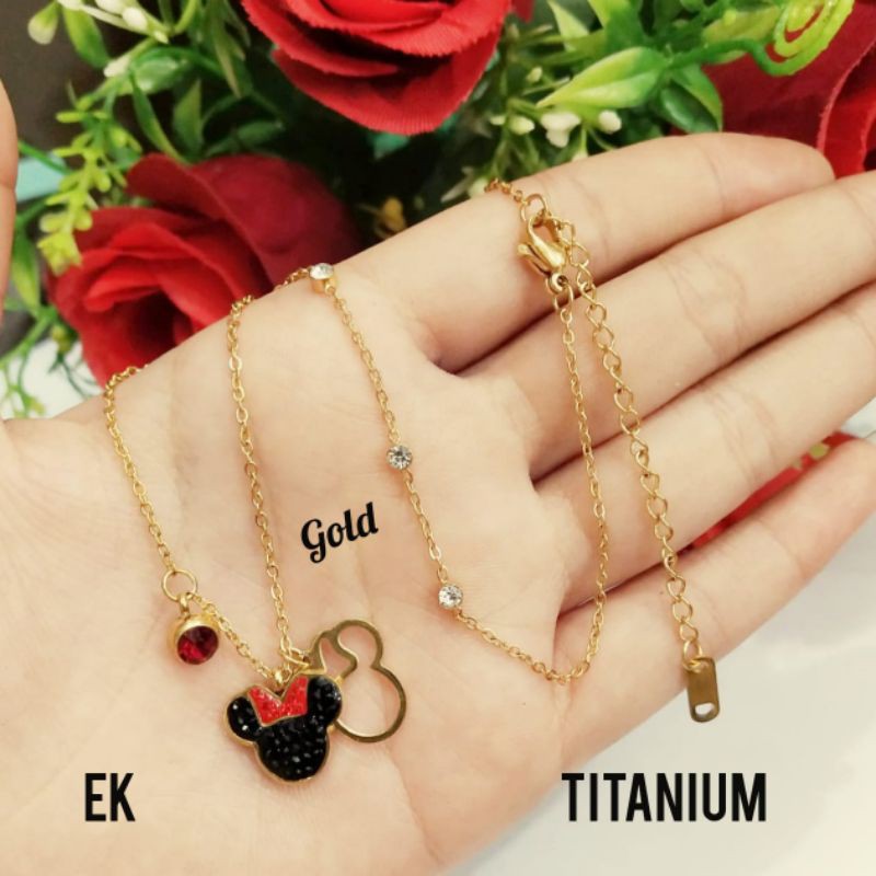 PERHIASAN TITANIUM ANTI KARAT KALUNG LIONTIN MOTIF PILIHAN LAPIS EMAS 23K ANTI ALERGI