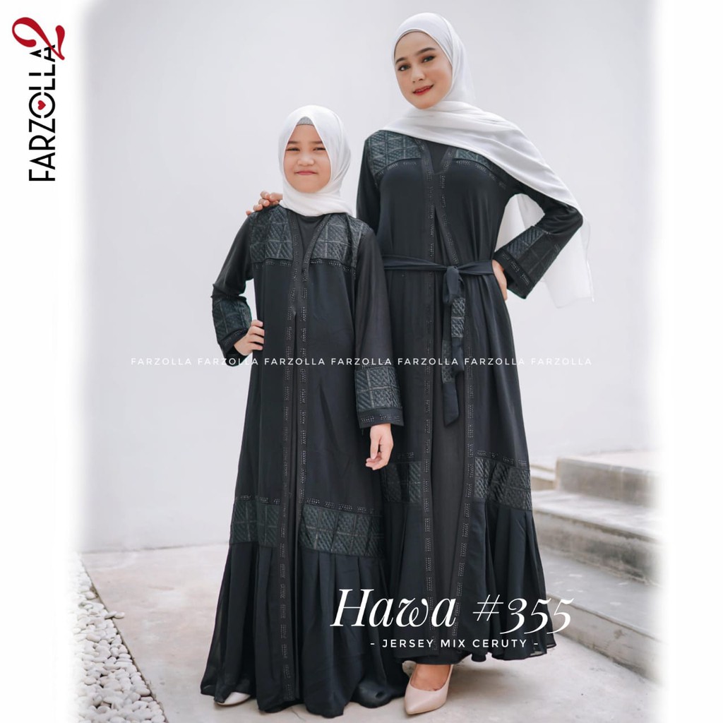 COUPLE ABAYA IBU DAN ANAK//Abaya Turkey HAWA 355 hitam bordir//turki saudi// Abaya ORI/Abaya Hitam