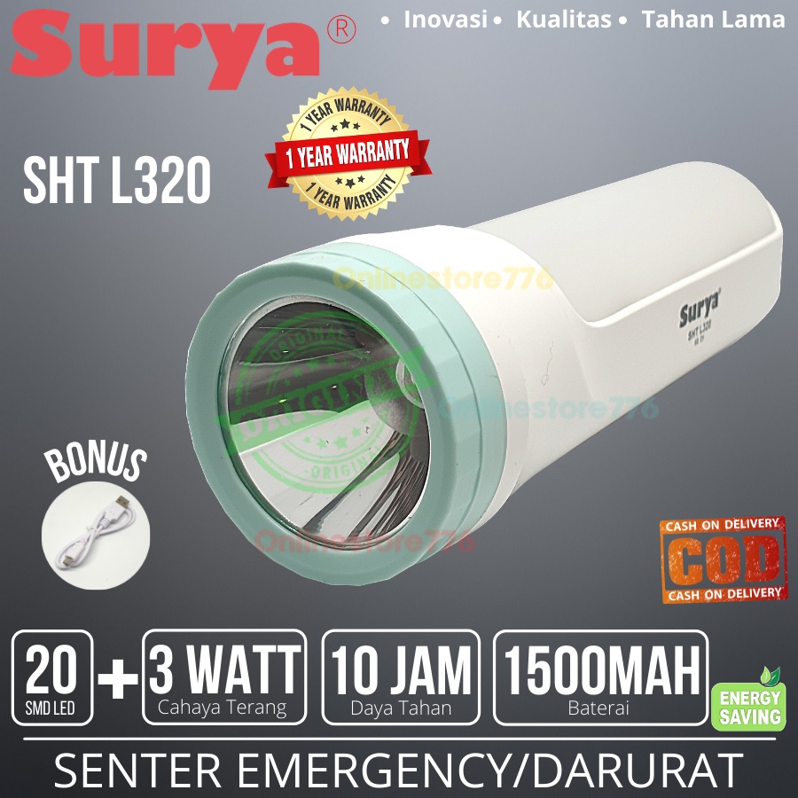 Senter SURYA SHT L320 / Lampu Emergency / Emergency Lamp / Senter LED SURYA SHT L320