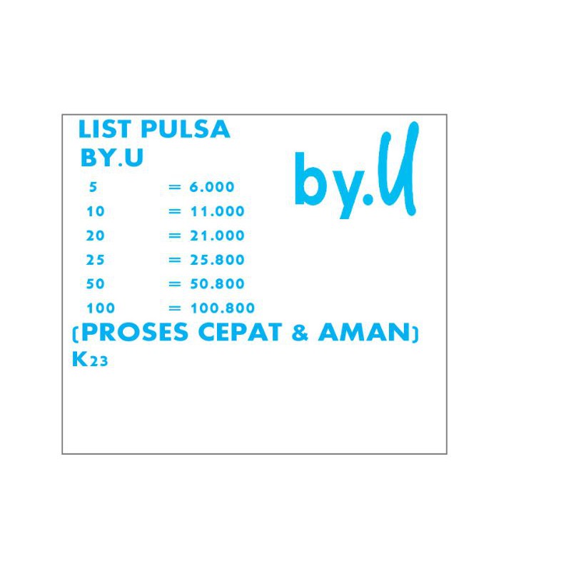 Isi pulsa BY.U 50 - 100 Murah