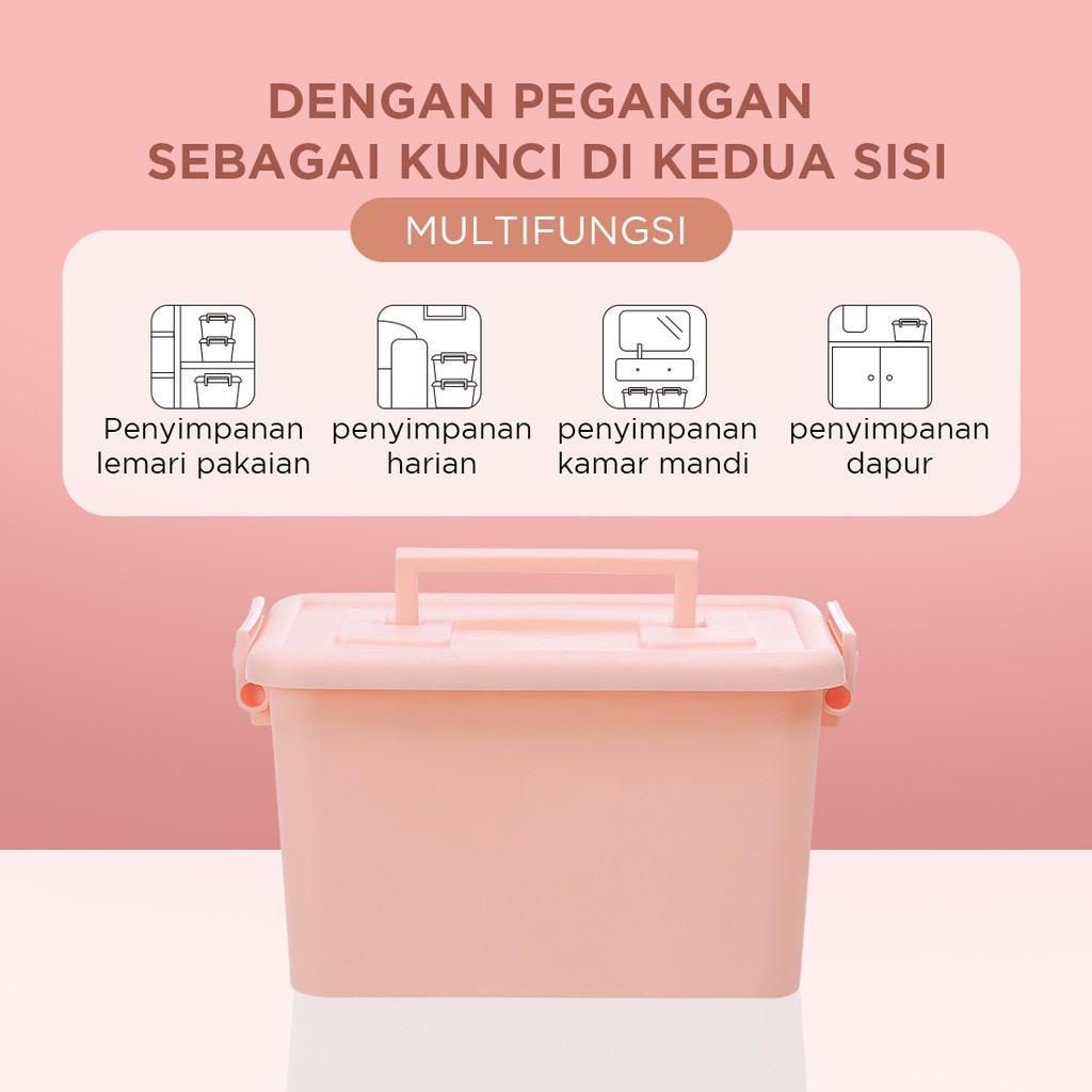 MINISO Kotak penyimpanan Plastik Kotak Kontainer Serbaguna Portable Storage Box Organizer Container