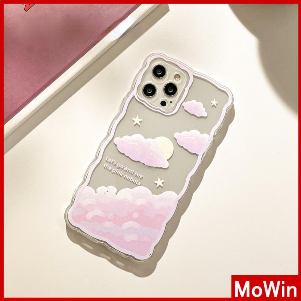 iPhone Case Silicone Soft Case Clear Case Wave Airbag Shockproof Camera Cover Protection Pink Cloud Compatible For iPhone 11 iPhone 13 Pro Max iPhone 12 Pro Max iPhone 7 Plus xr