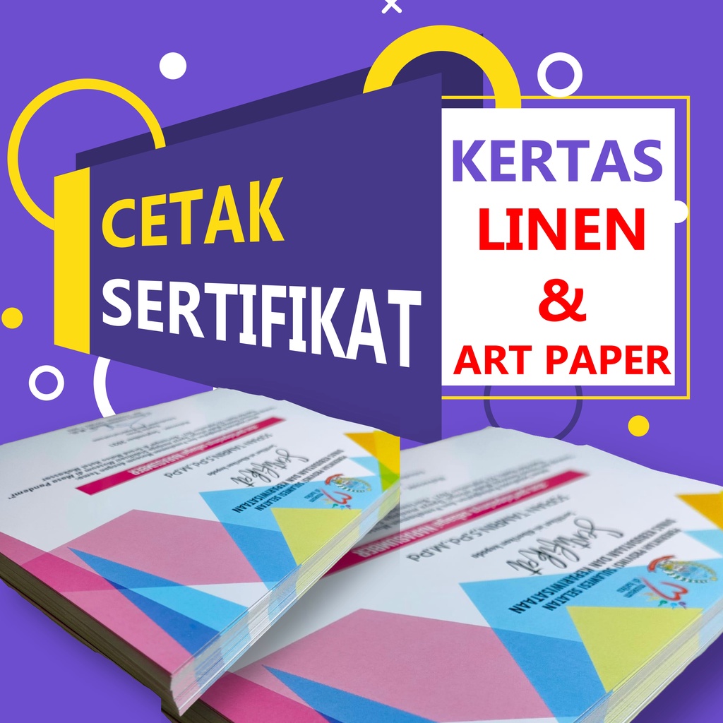 Jasa Print Online Sertifikat, Piagam Full Warna Mengunakan Kertas Linen dan Art Paper