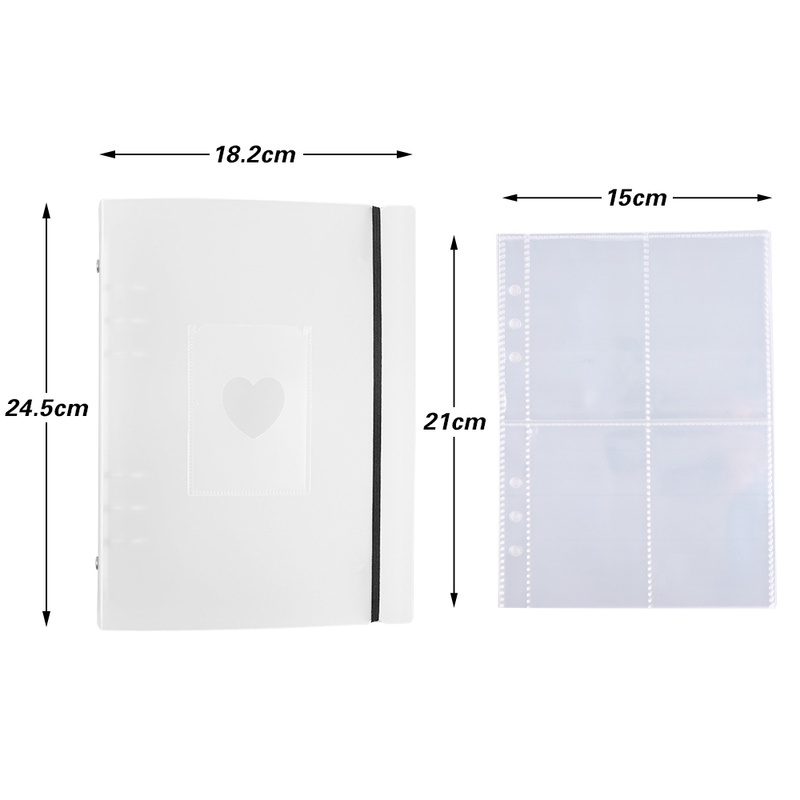 1 Pc Buku Penyimpanan Foto Kartu A5 Transparan Buram 3 Inci Dengan Tali Pengikat Portabel Untuk Sekolah Kantor
