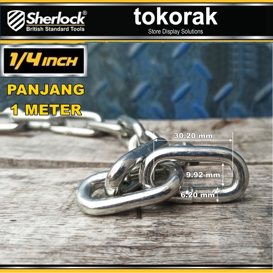 RANTAI BESI 6 MM 1 METER SHERLOCK - RANTAI KAPAL GALVANIZED 1/4 INCH