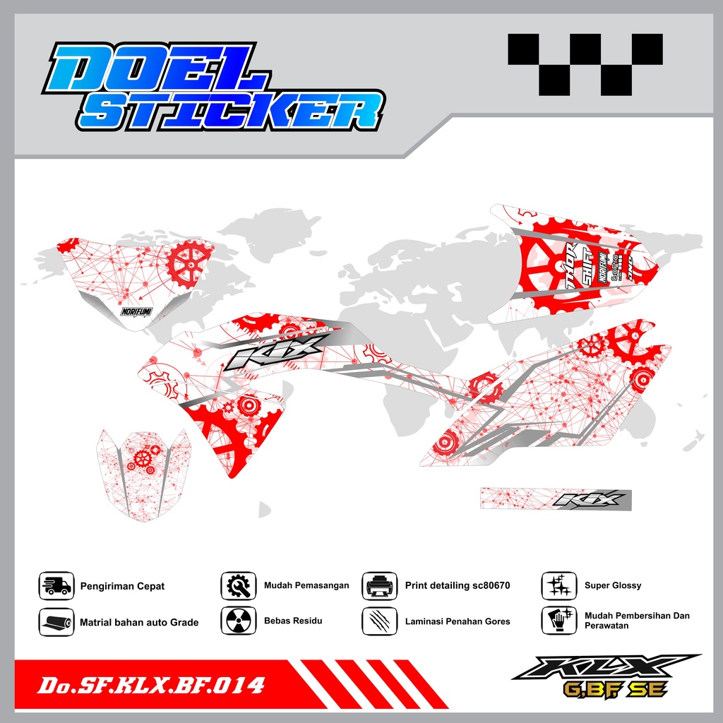 Sticker Striping Honda KLX 150 G , BF , SE Lama List Variasi Hologram , Crome Doel 014